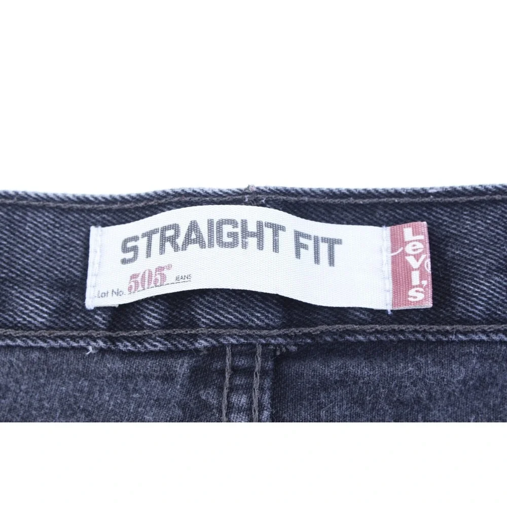 Levis 505 Black Denim Jeans Mens‎ Size 34 x 30 Classic Straight Fit Cotton